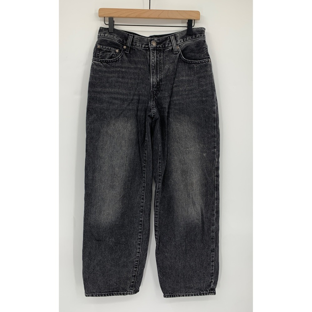 Levis Wide Leg Jeans Womens 27 Black Baggy Dad Fade Cotton Denim Pants